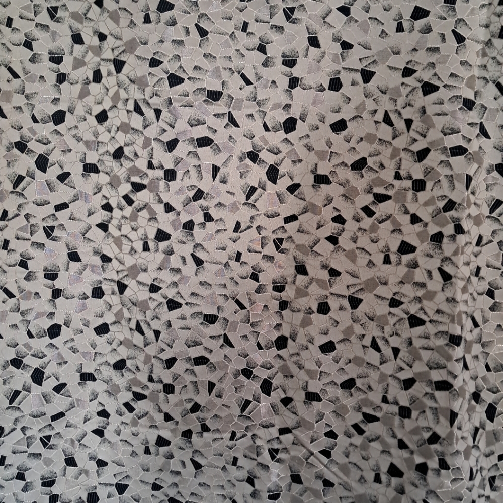 Heavy Weight Fabric Shower Curtain Gray, Black, And Silver With New Silver Hooks